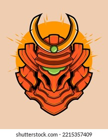 Samurai Robot Vector Illustration Design