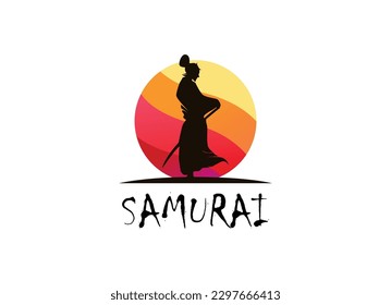 Samurai Ronin Logo Design Vector Template. Modern Design. Ronin Logo. Vector Illustration