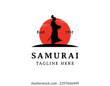 Samurai Ronin Logo Design Vector Template. Modern Design. Ronin Logo. Vector Illustration