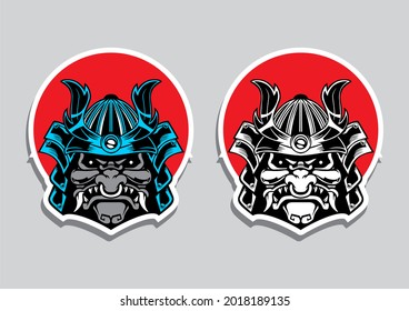 samurai ronin warrior helmet illustration vector 