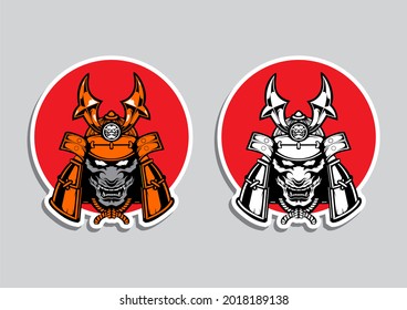 samurai ronin warrior helmet illustration vector 