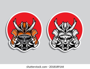 samurai ronin warrior helmet illustration vector 