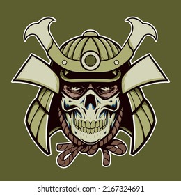 Samurai ronin Warrior Skull Vektorgrafik japanisches Kulturemblem oder Shirt-Design