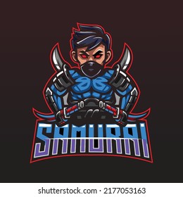 Samurai rooster esport mascot logo