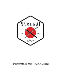 Samurai scabbard Vintage Logo Vektorgrafik minimalistisches Design, japanische Samurai mit Schwertgehäuse Logo Design