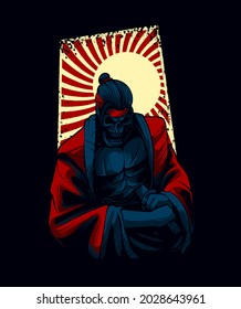 Samurai seppuku ilustración vectorial, adecuada para camisetas, impresión y mercadería