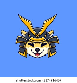 samurai shiba inu head cartoon