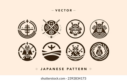 Samurai and Shinto Symbols Vector Collection