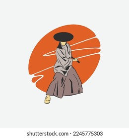 Samurai silhouette art illustration poster