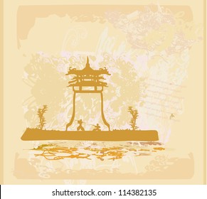  Samurai silhouette in Asian Landscape