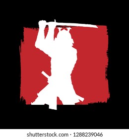 Samurai Silhouette , Isolated Vector