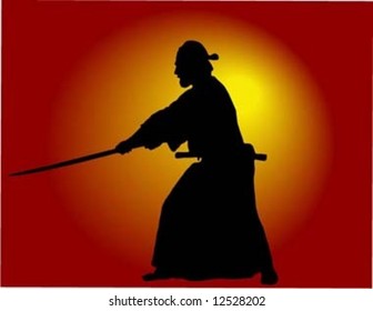 samurai silhouette in twilight