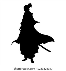 Samurai Silhouette Warrior Sword Ninja Japanese Stock Vector (Royalty ...