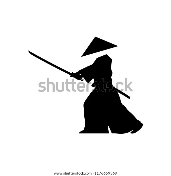 Samurai Silhouette Warrior Sword Ninja Japanese Stock Vector (Royalty ...