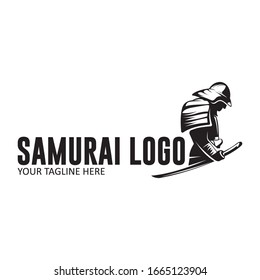 samurai silhoutte logo vector illustration