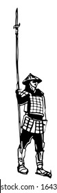 Samurai sketch in isolate on a white background. Vector handmade.