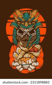 SAMURAI SKULL WITH BIG BOWL OF RAMEN