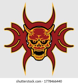 Samurai skull with emblem illustration vector