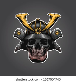 samurai skull face design art