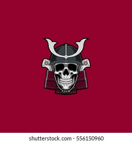 Samurai Skull Front Face Vector Illustration
