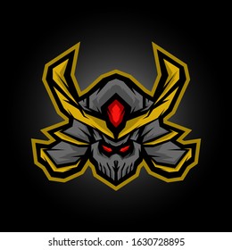SAMURAI SKULL GAMING MASCOT VECTOR ILLUSTRATION
