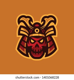 samurai skull head esport logo mascot vector illustration