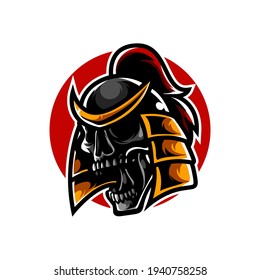 Samurai Skull Head Mascot Logo