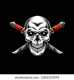 samurai skull head vector design. can be used for the purposes of designing t-shirts, mascots, posters, etc