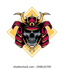 samurai skull illustration; head illustration