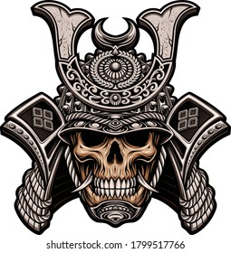 Samurai Skull Illustration Vector Design Stock Vector (Royalty Free ...