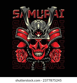 SAMURAI SKULL ILLUSTRATION VECTOR DESIGN