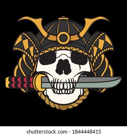 samurai skull japanese illustration artwork with concept art