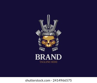 logotipo del cráneo de samurai, emblemático y único