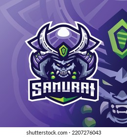 Samurai Skull Mascot Esport Logo Design Illustration For Gaming Club