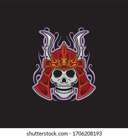Samurai Skull Mascots Logo Vector Eps 10