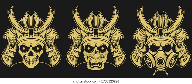 samurai cráneo máscara de imagen logotipo vector