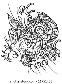 samurai skull outline