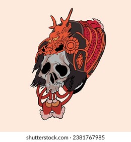 Samurai Skull Tattoo Drawing Art
