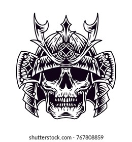 Samurai Skull Vector Hand Drawn Stock Vector Royalty Free