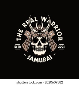 Plantilla de vector premium para el cráneo de Samurai