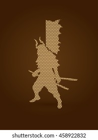 Samurai standing ready to fight designed using geometric pattern brush graphic vector.