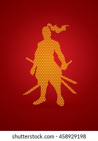 Samurai standing ready to fight designed using geometric pattern graphic vector.