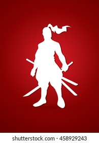 Samurai standing ready to fight graphic vector.