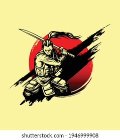 cargador vectorial de tinta de estilo samurai