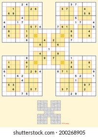 samurai sudoku five overlapping windoku puzzles stock vector royalty free 200268905