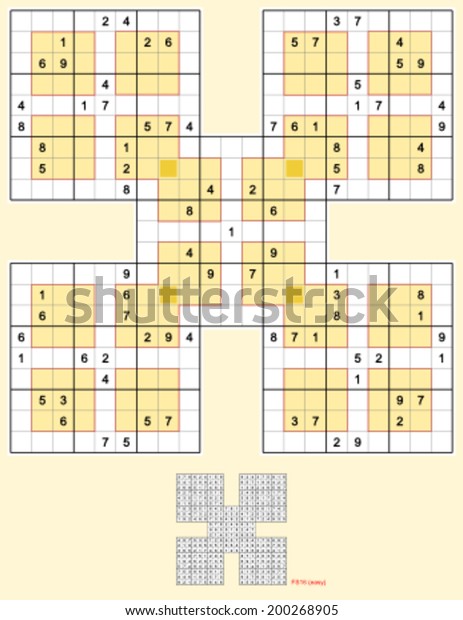 samurai sudoku five overlapping windoku puzzles stock vector royalty free 200268905 shutterstock