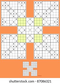 samurai sudoku evenodd variant five overlapping stock vector royalty free 240195031 shutterstock