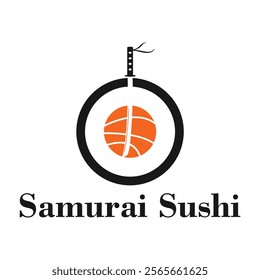 samurai sushi flat minimalist logo design