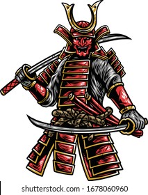 Samurai Sword Devil Mask Art Vector