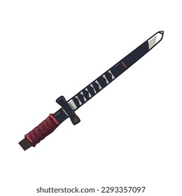Samurai sword at the edge of conflict isolated